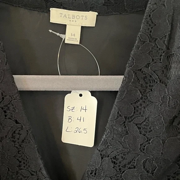 Talbots Black Lace Overlay Black Blazer Suit Jacket Women’s Size 14 - Picture 8 of 16